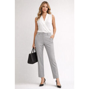 White House Black Market Womens Slim Ankle Pants 14 Gray Corpcore Office Work